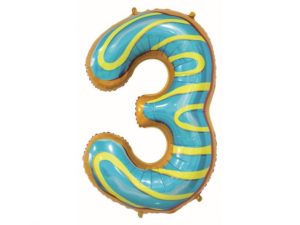 Balon foliowy "cyfra 3", ciasteczko, 78 cm