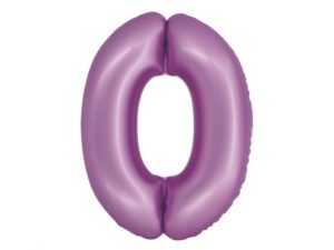 Balon foliowy "cyfra 0", lawendowa mat, 78 cm