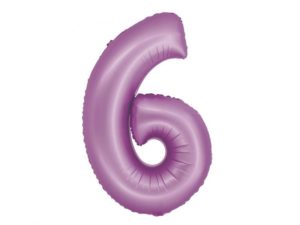 Balon foliowy "cyfra 6", lawendowa mat, 78 cm