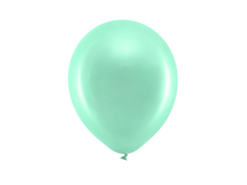 Balony lateksowe "Rainbow" metaliczne, miętowe, 23 cm (10 cali), 100 szt.