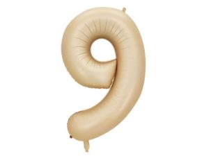 Balon foliowy "cyfra 9", beżowa, 100 cm