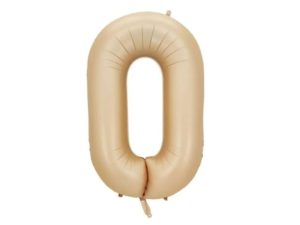 Balon foliowy "cyfra 0", beżowa, 100 cm