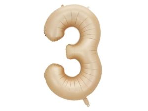 Balon foliowy "cyfra 3", beżowa, 100 cm