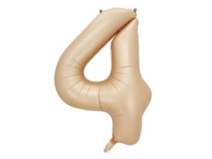 Balon foliowy "cyfra 4", beżowa, 100 cm