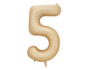 Balon foliowy "cyfra 5", beżowa, 100 cm