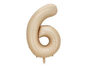 Balon foliowy "cyfra 6", beżowa, 100 cm