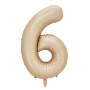 Balon foliowy "cyfra 6", beżowa, 100 cm