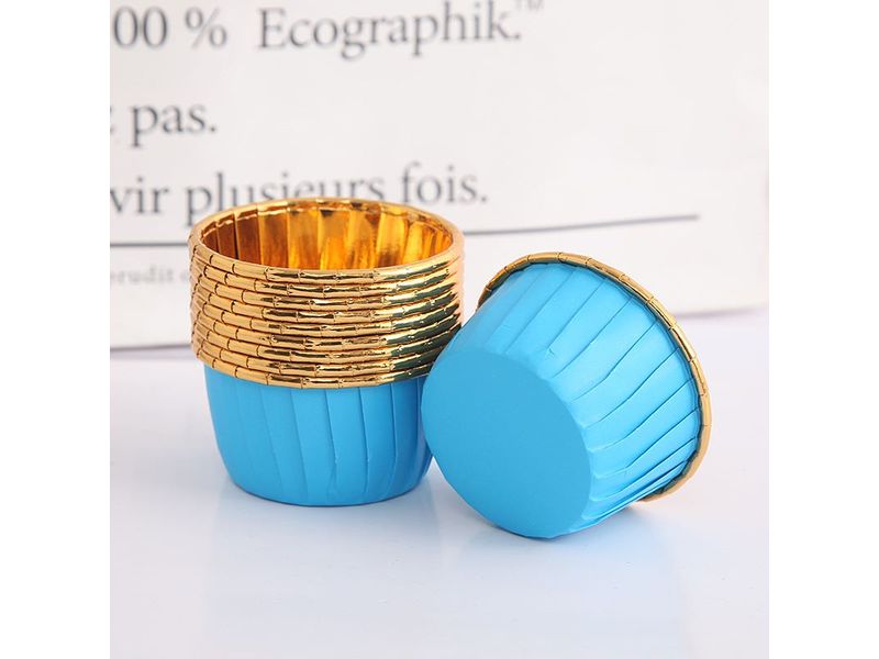 Foremki do muffinek (alu), niebiesko złote, 50 szt.
