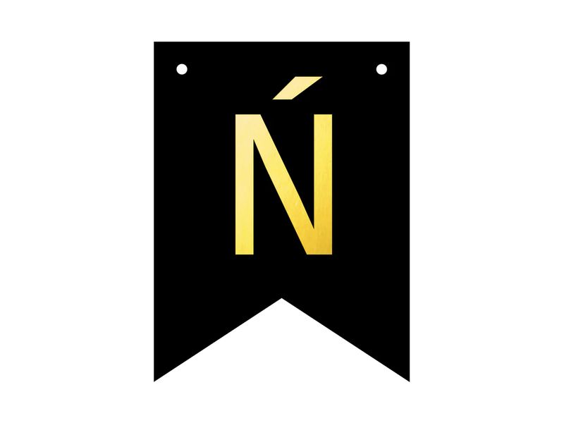 Baner DIY, 16 cm, czarny, literka "Ń"