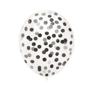Balon lateksowy z konfetti, czarny, 26 cm (12 cali), 1 szt.