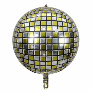 Balon foliowy kula "disco: złoto srebrna", 55 cm (22 cale)