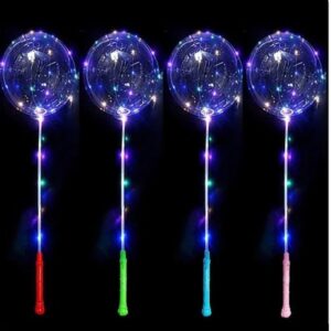 Balon Bubbles, przezroczysty, z rączką i Led-ami, 45 cm (18 cali), 1 szt.