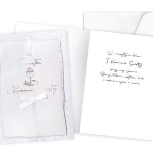 Karnet / Kartka "Pamiątka Pierwszej Komunii Świętej, srebrny", DK-966