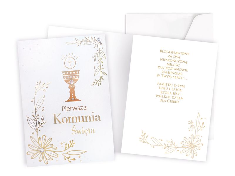 Karnet / Kartka "Pierwsza Komunia święta, Kielich, złoty", DK-967