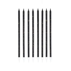 Świeczki urodzinowe długie, czarne z złotymi plamkami, 8 szt.