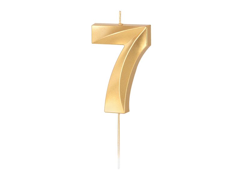Świeczka urodzinowa cyfra "7", złota metalizowana