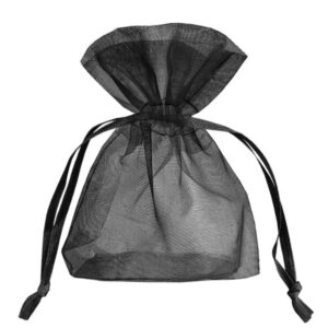 Woreczki z organzy "małe", 9 cm x 7 cm, czarne, 10 szt.