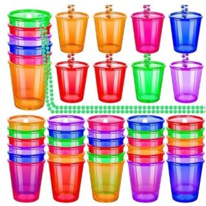 Kubeczki (kieliszki) imprezowe z łańcuszkiem, kolorowe, 6 szt.