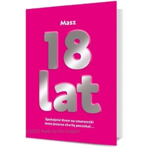 Karnet / Kartka MEGA na "18 urodziny" różowa, 48 cm x 34 cm, Mega-116