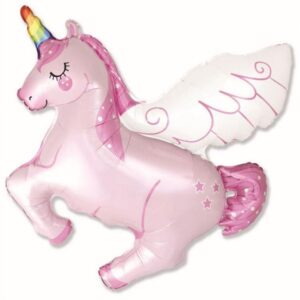 Balon foliowy "Jednorożec tęczowy, różowy", 24 cale