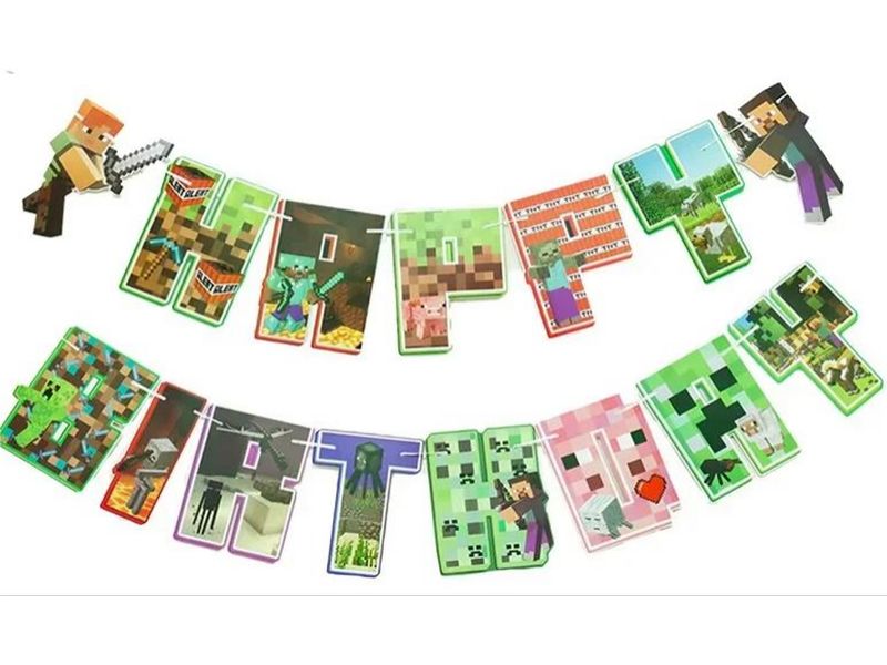 Baner Urodzinowy, Minecraft (piksele), 230 cm