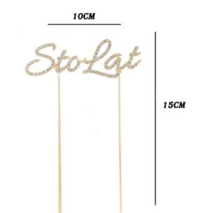 Topper na tort z cyrkoniami, Sto Lat, złoty