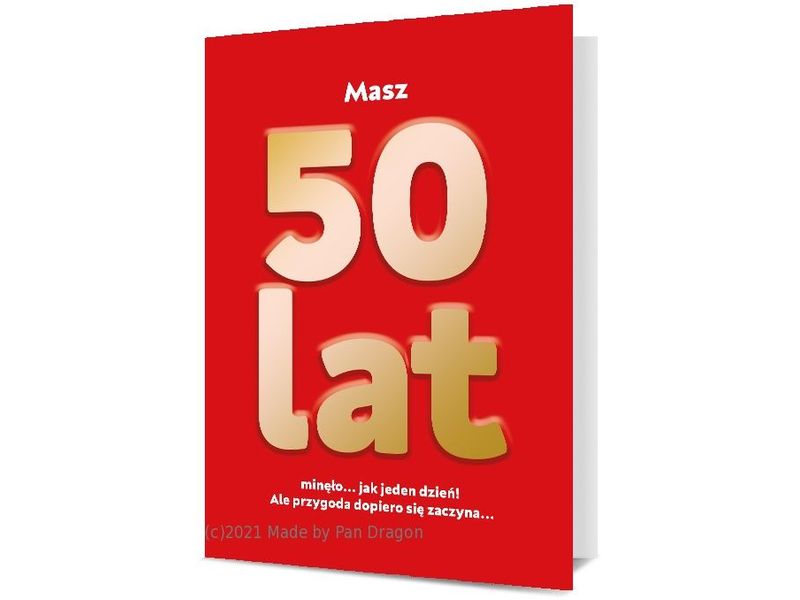 Karnet / Kartka MEGA na "50 urodziny" czerwony, 48 cm x 34 cm, Mega-120