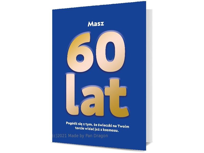 Karnet / Kartka MEGA na "60 urodziny" niebieski, 48 cm x 34 cm, Mega-121