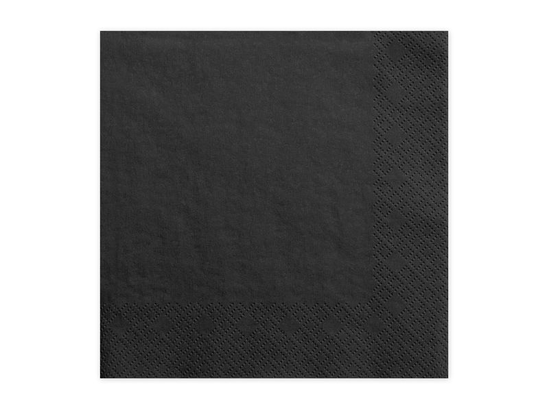 Serwetki 3-warstwowe, czarne, 33 cm x 33 cm, 20 szt. (PD)