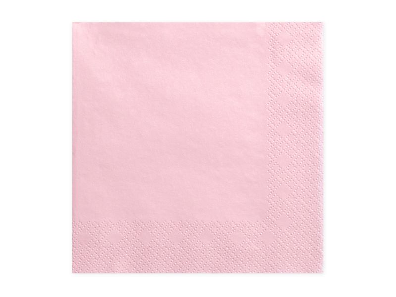 Serwetki 3-warstwowe, jasno różowy, 33 cm x 33 cm, 20 szt. (PD)