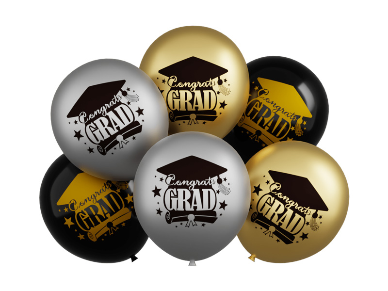 Zestaw balonów "Grad (Gratulacje)", 12 cali, 6 szt.
