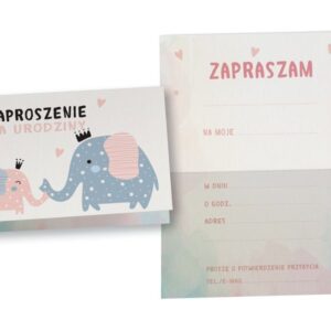 Zaproszenia na urodziny, Słoniki (ZZ-078), 5 szt.