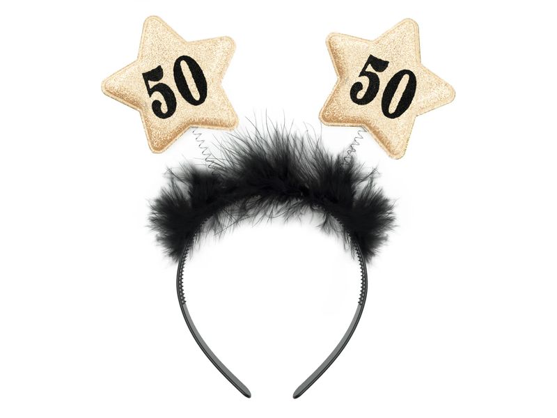 Opaska na głowę, Gwiazdy "50", czarna z złotym