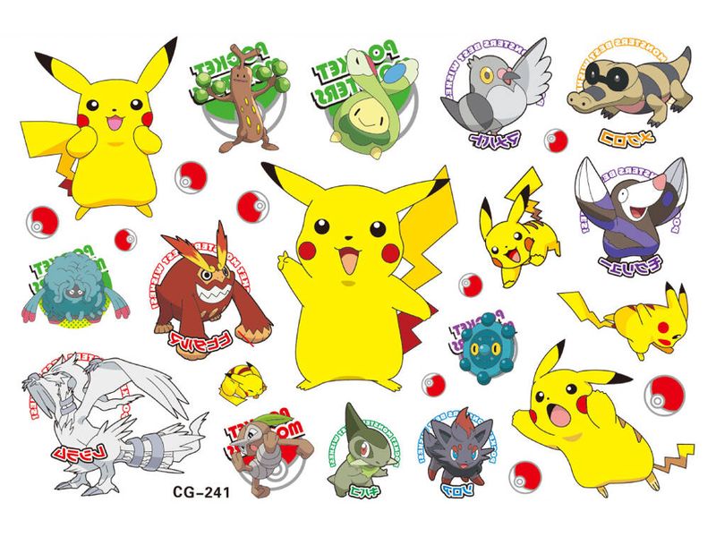 Tatuaże zmywalne, UA, CG241, Pokemon, Pikachu
