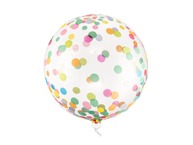 Balon Bubbles, przezroczysty w kolorowe kropki, 40 cm