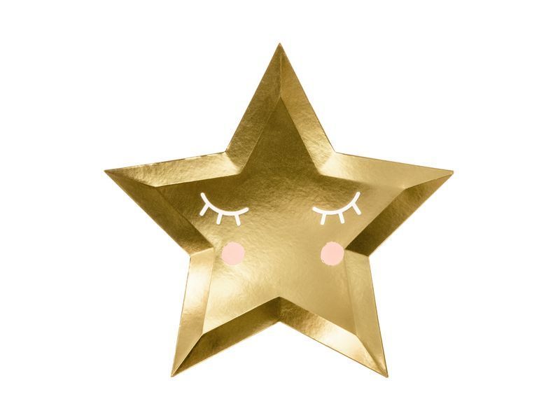 Talerzyki, Gwiazda - Little Star, złoty, 27 cm, 6 szt.