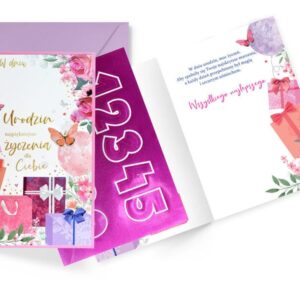 Karnet / Kartka "Urodziny - prezenty, wymienne cyfry", DK-1224