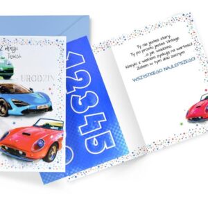 Karnet / Kartka "Urodziny - samochody, wymienne cyfry", DK-1227