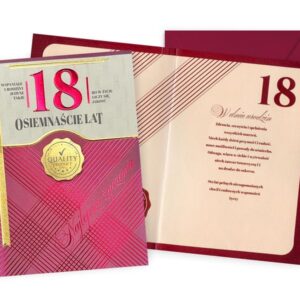 Karnet / Kartka "Urodziny 18 (cyfry, znak jakości)", DK-1290