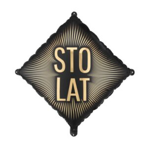 Balon foliowy "Sto Lat (kwa)", czarny, 45 cm (18 cali)