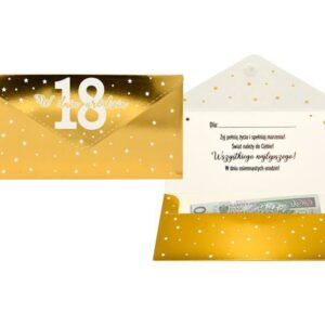 Koperta podarunkowa "Urodziny 18", złota, KOP-033