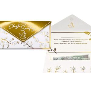 Koperta podarunkowa "Chrzest Święty", biało złota, KOP-042
