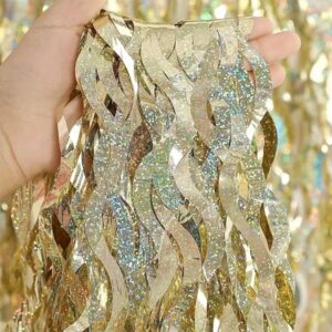 Kurtyna imprezowa, (spiralka) holograficzne szampańskie złoto, 100 cm x 200 cm