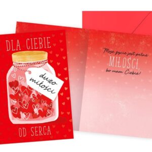 Karnet / Kartka "Walentynki (słoik z serduszkami)", PR-576